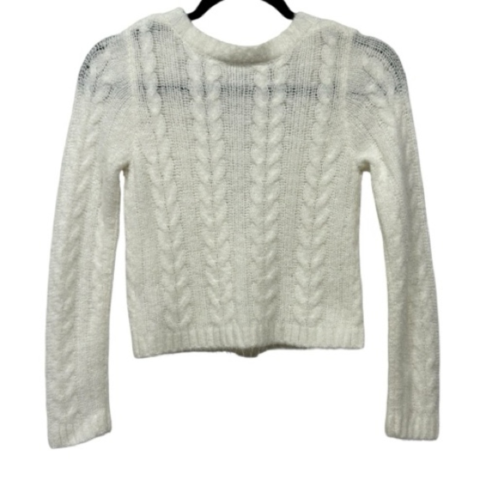 For Love and Lemons Billie Cardigan White Boho Chic Cropped Cable Knit  XS - Picture 10 of 11